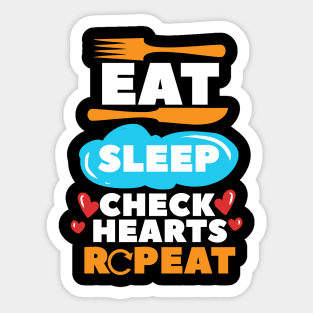 Eat Sleep Check Hearts Repeat Sticker